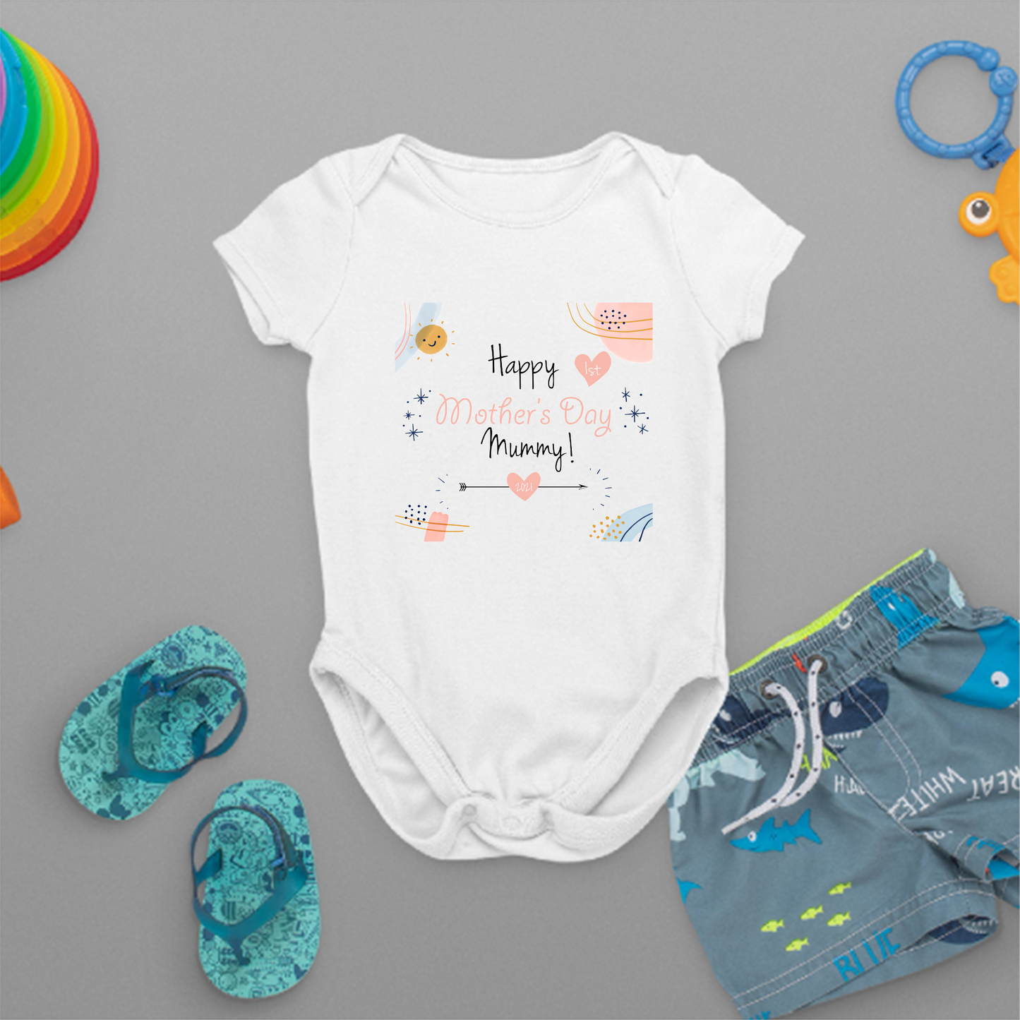 Happy First Mother's Day Mumy Baby Bodysuit Long Sleeves & Short Sleeves