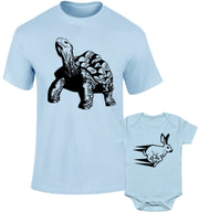Father Daddy Daughter Dad Son Matching T shirts Hare & Tortoise Race