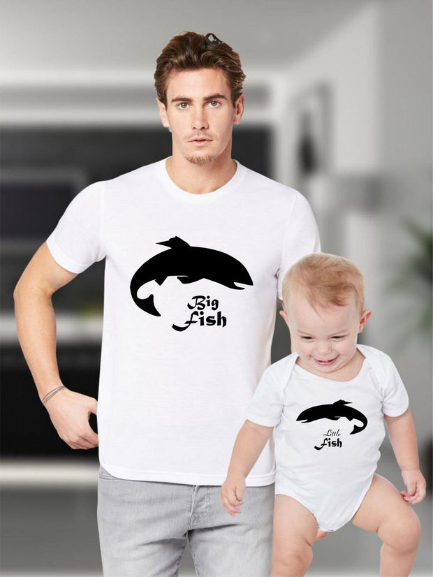Father Daddy Daughter Dad Son Matching T shirts Big Fish Little Fish