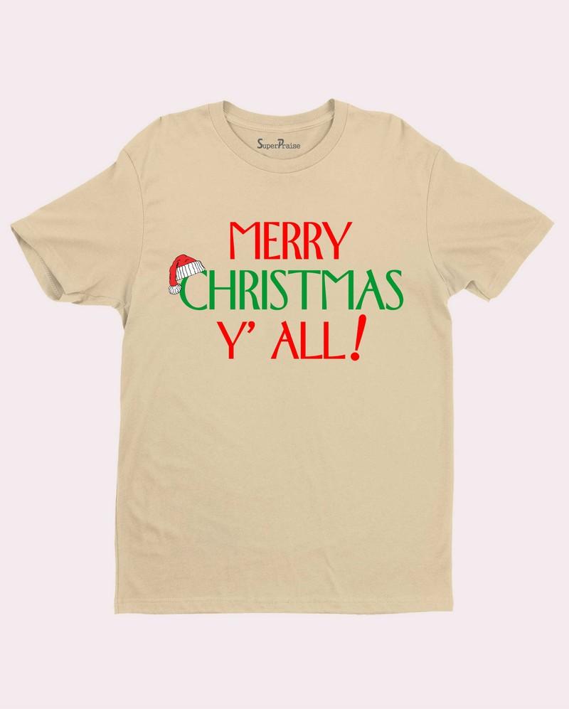 Christian T Shirt Merry Christmas Y' All Holiday