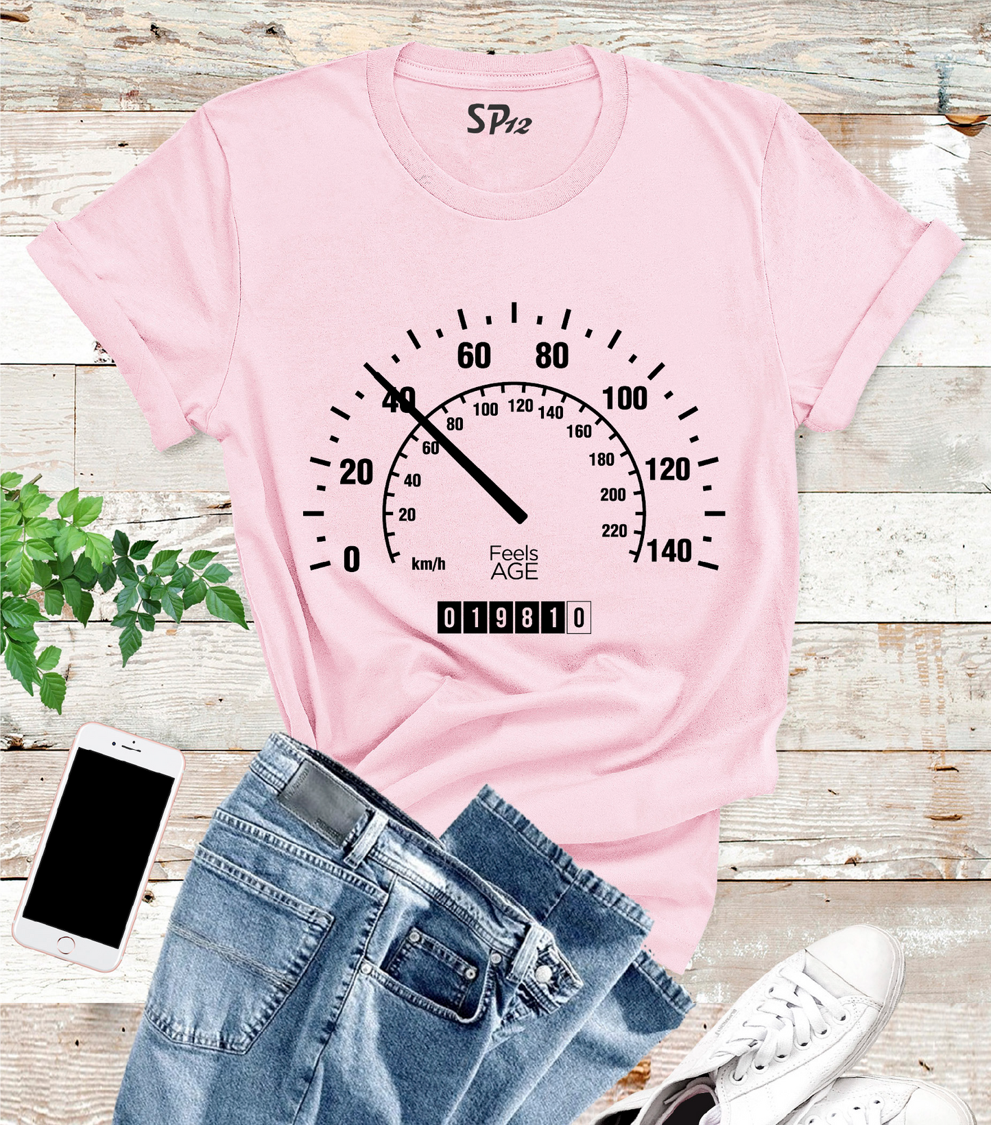 Feels Age Speed Meter Graphics Birthday T Shirt