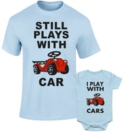Father Daddy Daughter Dad Son Matching T shirts Still Plays With Cars