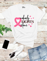 Nobody-fights-Alone-Breast-Cancer-T-Shirt-White