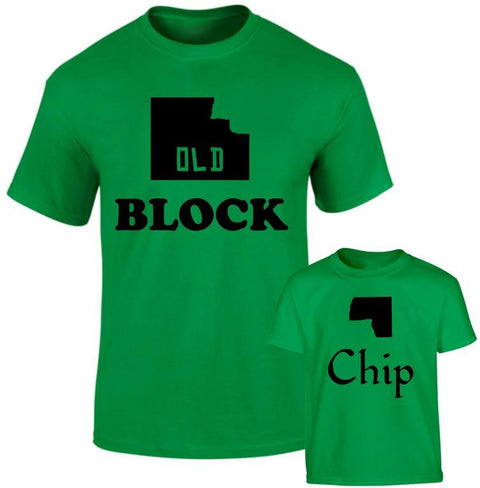Old Block and Chip Block Family Matching T shirt