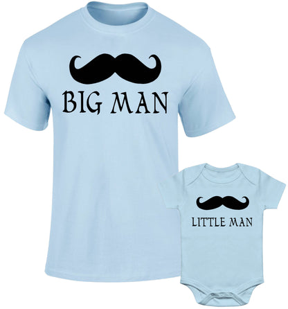 Father Daddy Daughter Dad Son Matching T shirts Moustache Big Little Man