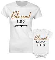 Blessed Kid Blessed Mama Mom Son Daughter Family Matching T shirts