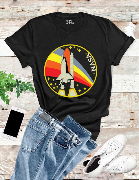 Rocket-Space-Nasa -T-Shirt-Black