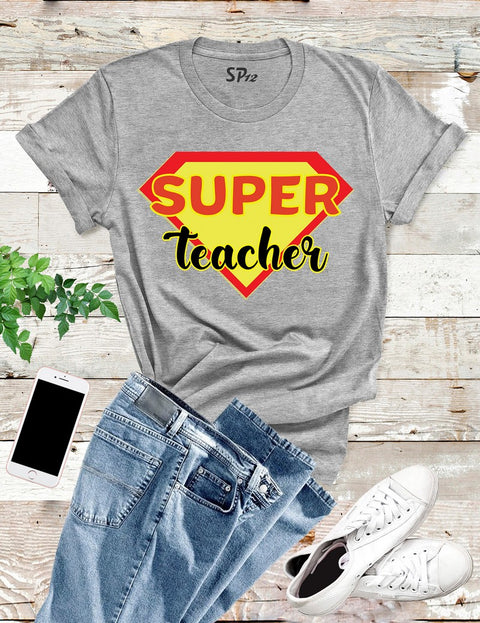 Super-Hero-Teacher-T-Shirt-Grey