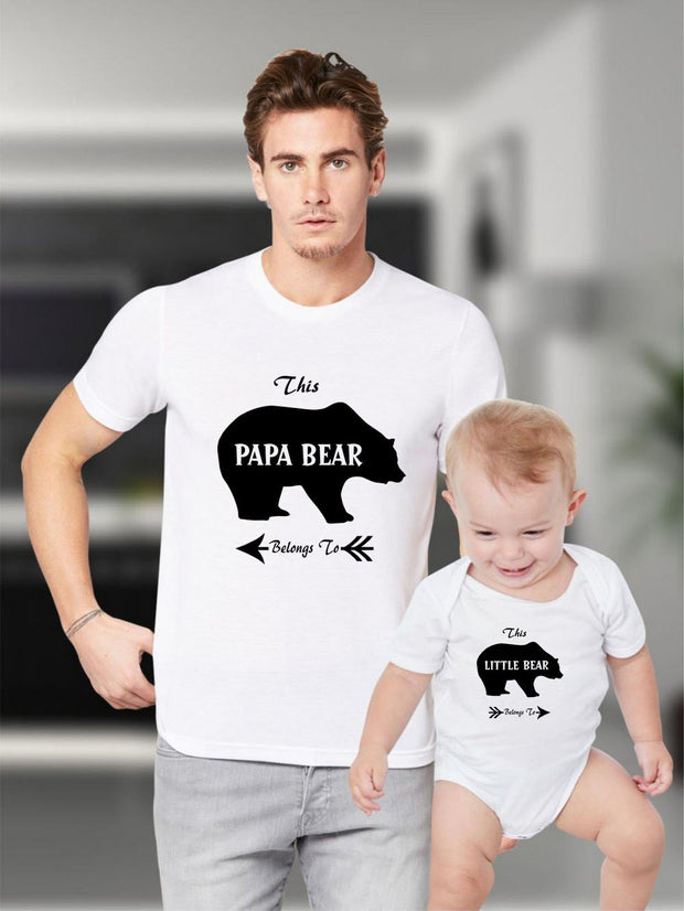 Father Daddy Daughter Dad Son Matching T shirts Papa Bear and Little Bear
