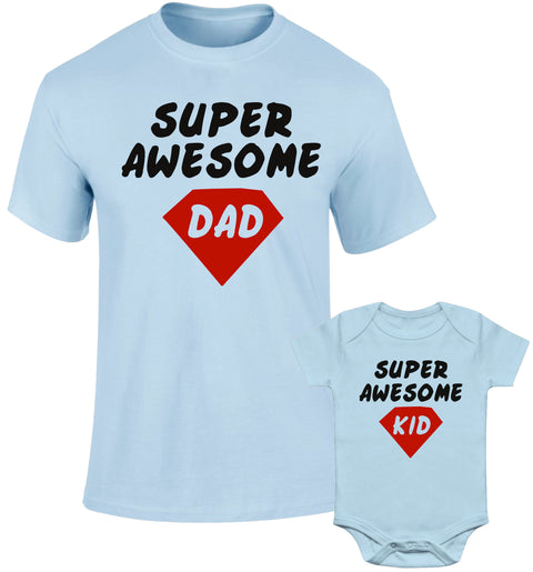 Father Daddy Daughter Dad Son Matching T shirts Super Awesome Dad Kid