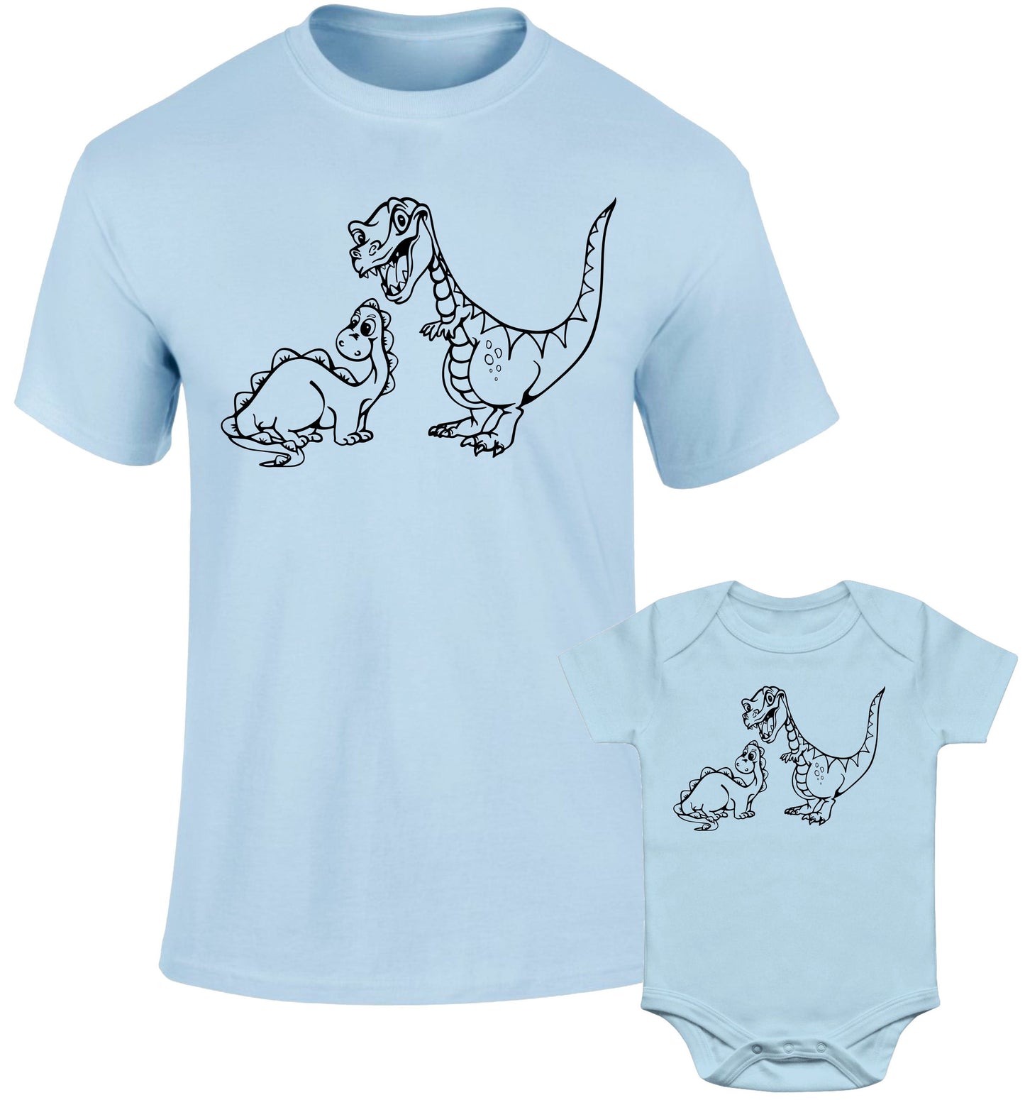 Father Daddy Daughter Dad Son Matching T shirts Pair Big Little Dinosaur