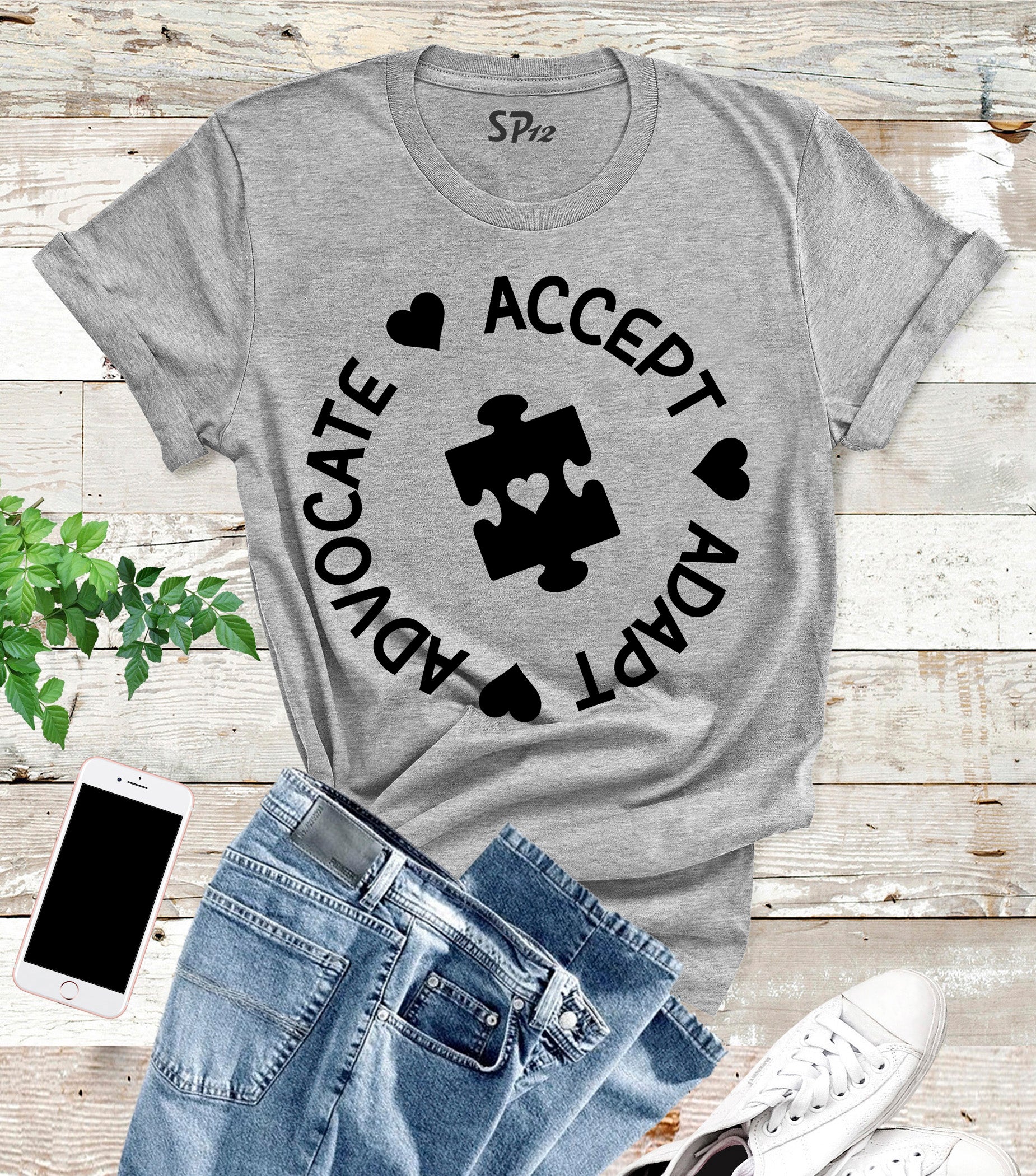 Accept Adapt Advocate Autism Awareness T Shirt