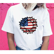 America Sunflower 4th Of July USA Flag Graphic Independence T-Shirt