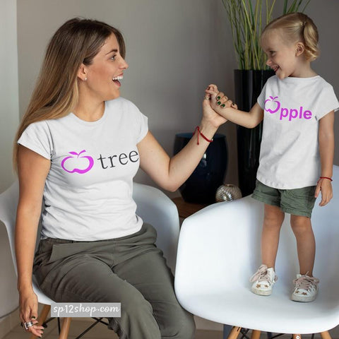 Apple Tree & Apple Fruit Mothers Mum Mummy Daughter Family Matching T shirt