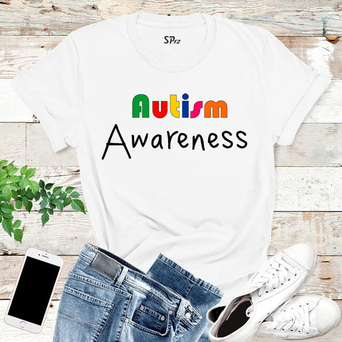 Autism Awareness T shirt Rainbow Art Charity