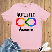 Autistic and Awesome T Shirt Autism Awareness Gift Tees
