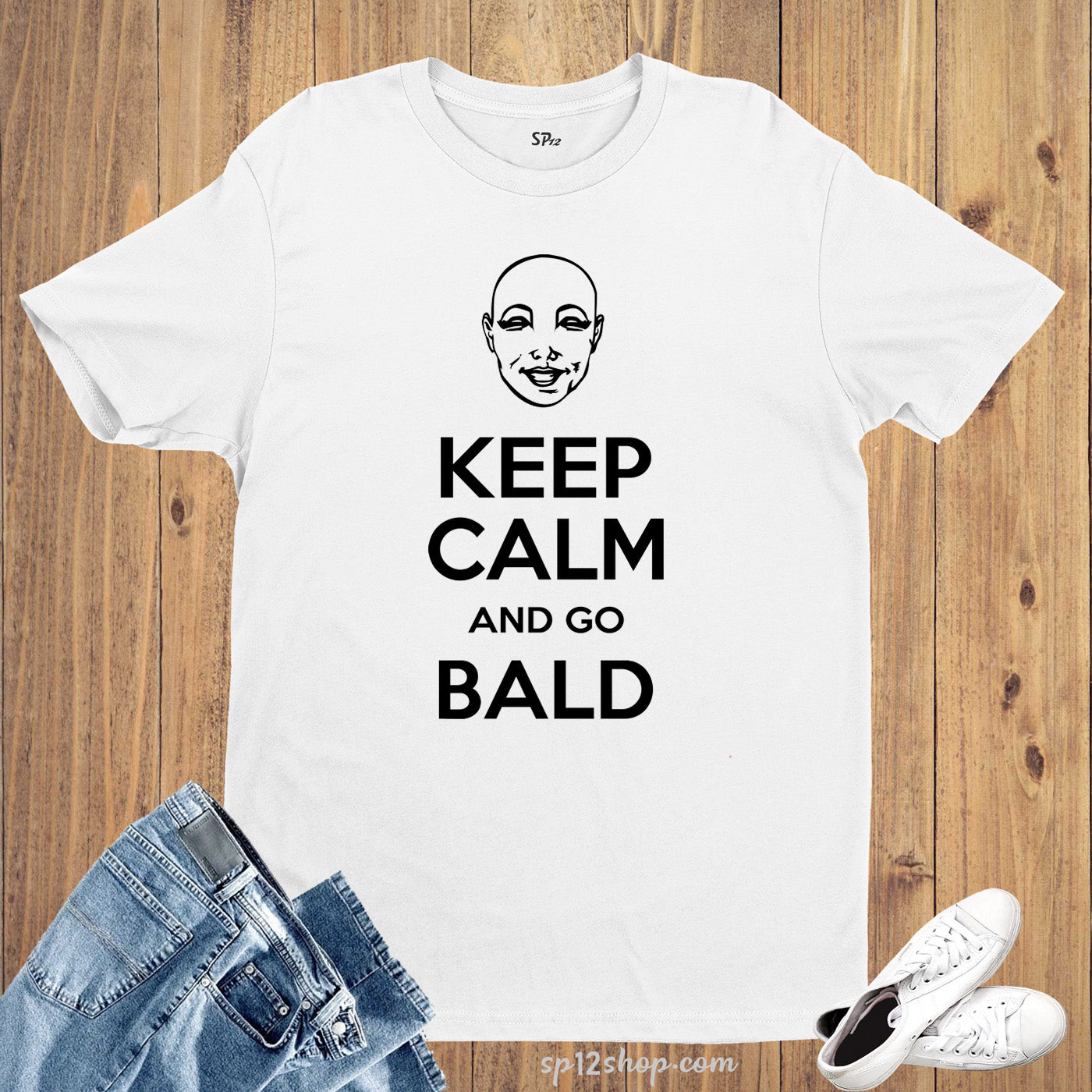 Awareness  T shirt Keep Calm And Go Bald Funny Charity