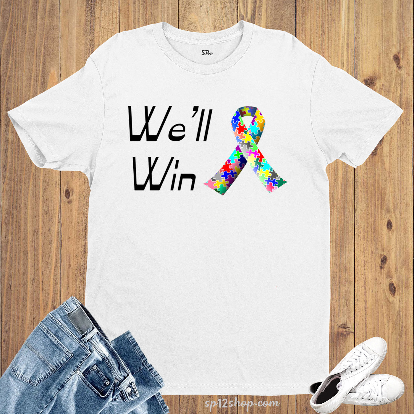  Awareness T shirt We'll Win Autism Awareness Puzzle Charity t-shirt