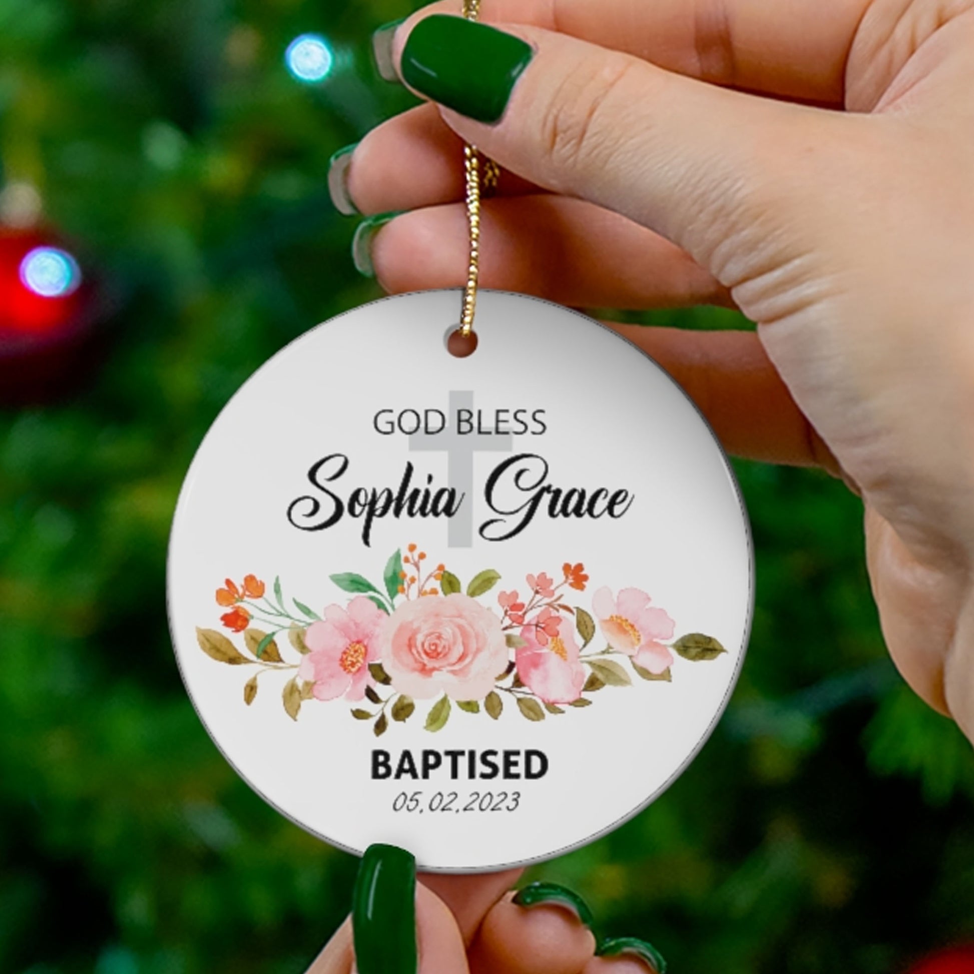 Baby Baptised Custom Name Ornaments