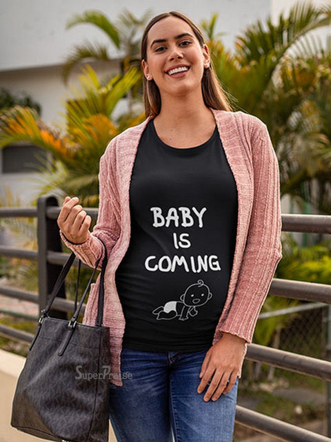 Baby Is Coming Announcement Maternity T Shirt