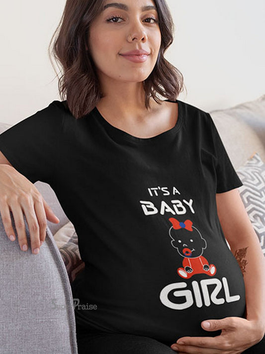 Pregnancy Maternity T Shirts It's A Girl Funny Slogan