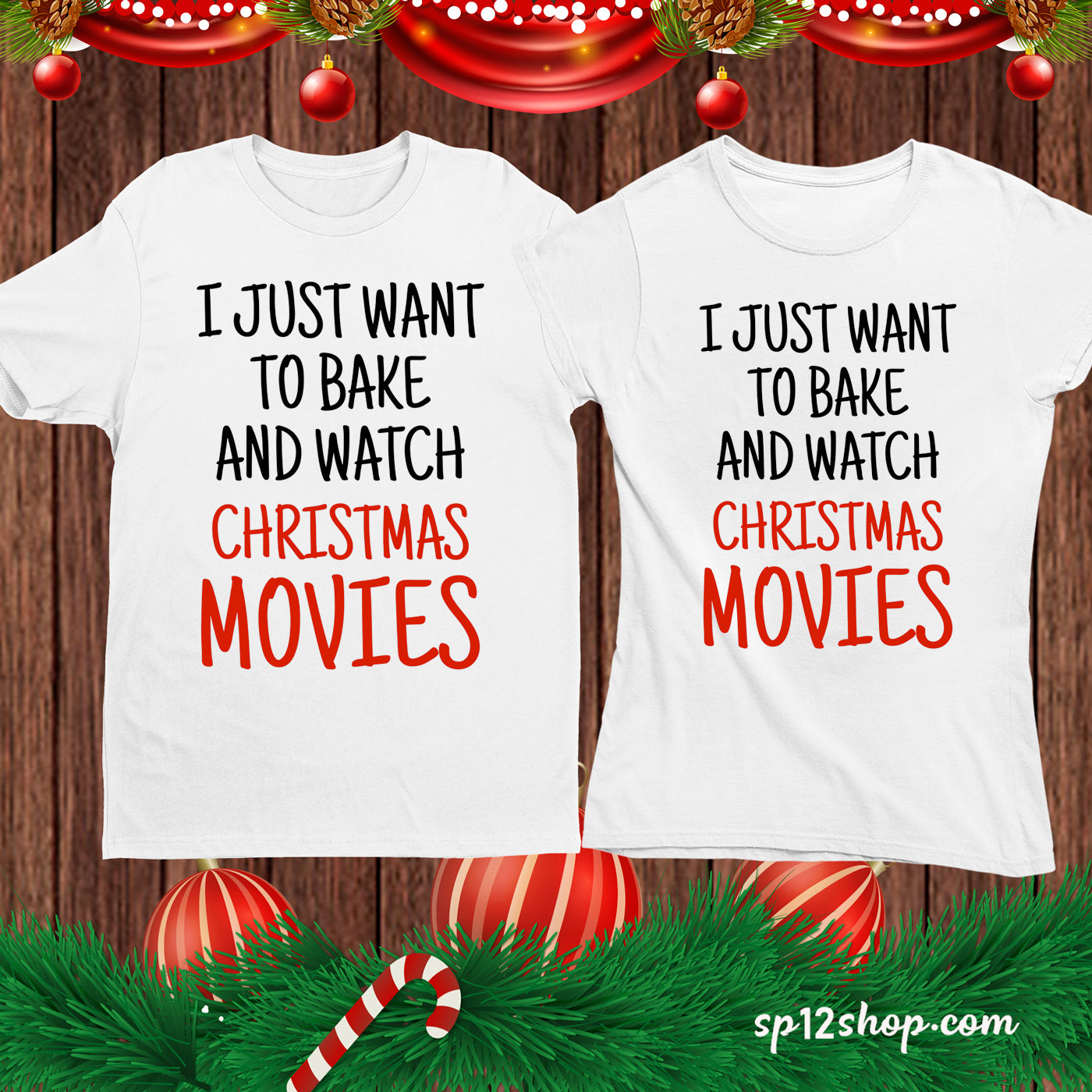 Bake And Watch Christmas Movies Family T Shirt Tee