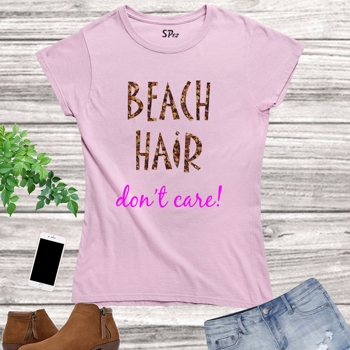 Beach Hair Don't Care Women Funny Slogan T Shirt