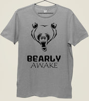 Bearly Awake Angry Bear Character Slogan T shirt