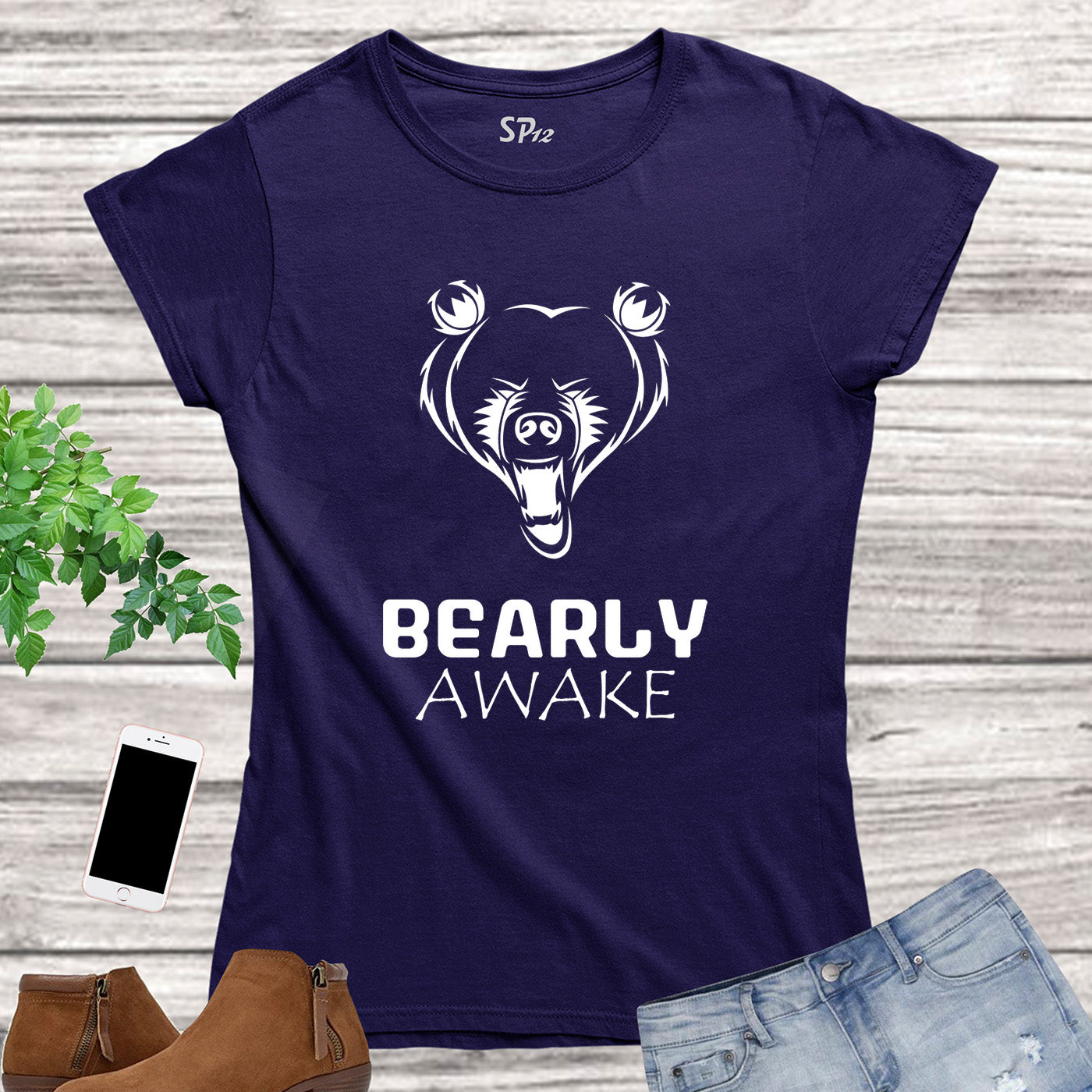 Bearly Awake Funny Women T Shirt
