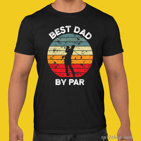 Best Dad By Par Vintage Sunset T Shirt