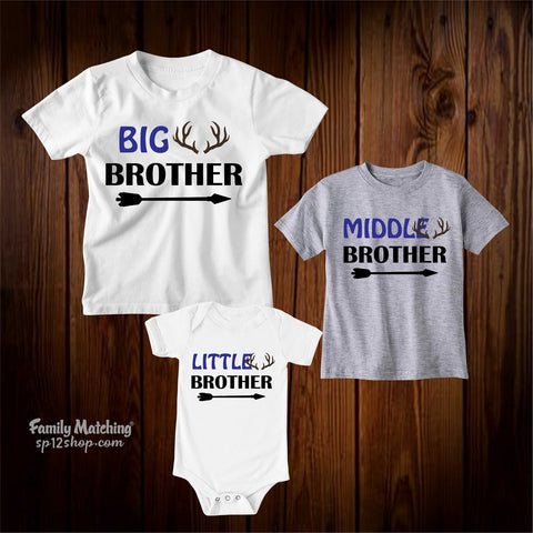 Big Middle And Little Brother Sibling Kids T Shirt