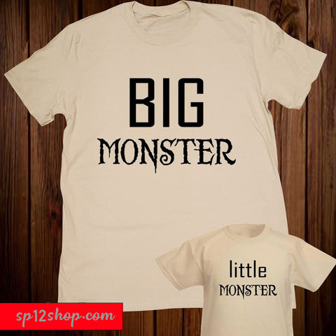 Daddy Daughter Father  Son Matching Tshirt Big Monster Little Monster