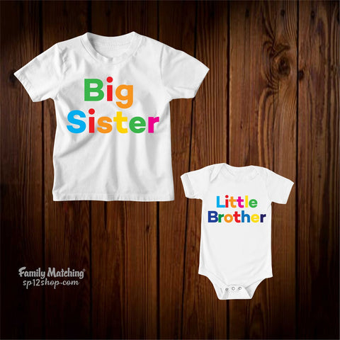 Big Sister And Little Brother Outfits Matching Family T-Shirt