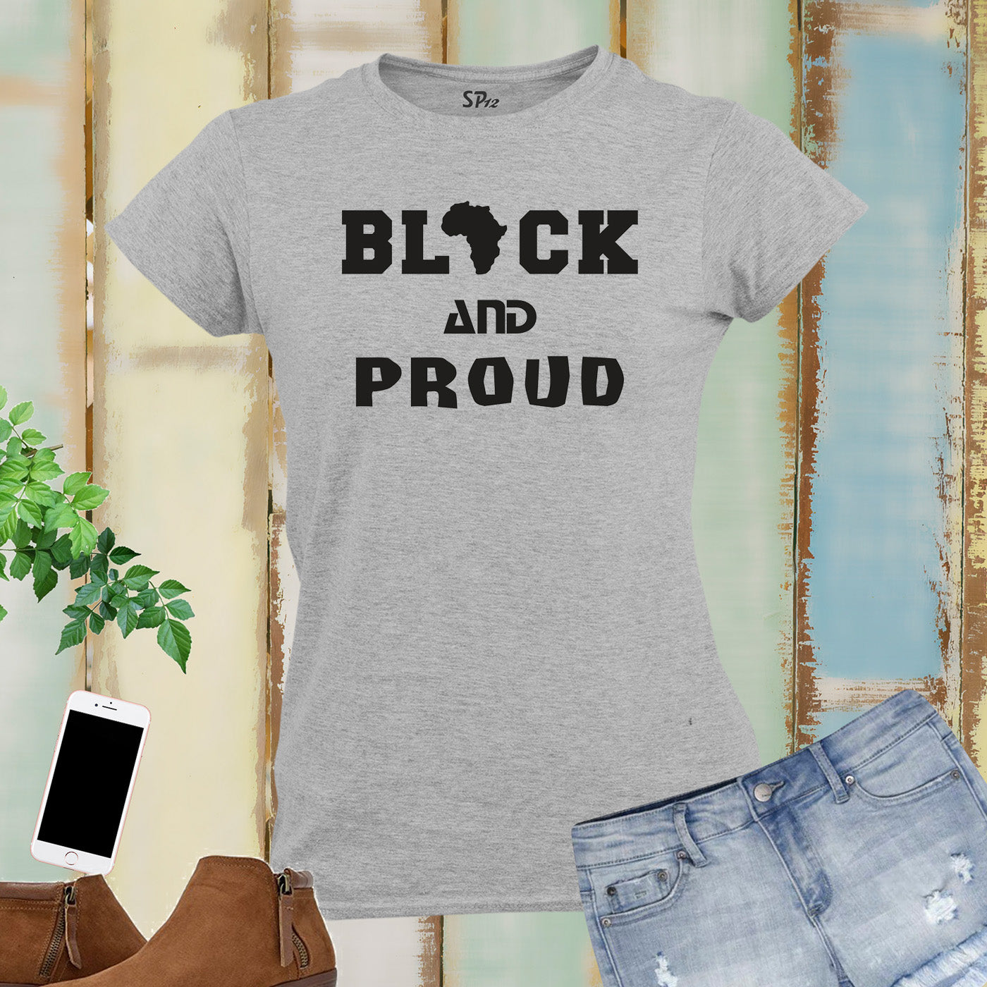 Black And Proud African Map Women T Shirt