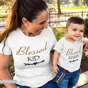 Blessed Kid Blessed Mama Mum Son Daughter Family Matching T shirts