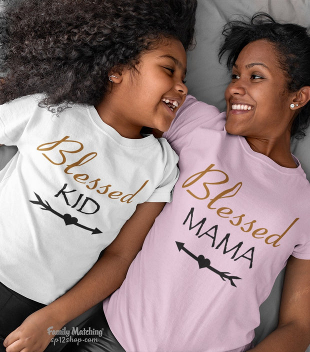 Blessed Mama And Kid Matching T Shirt