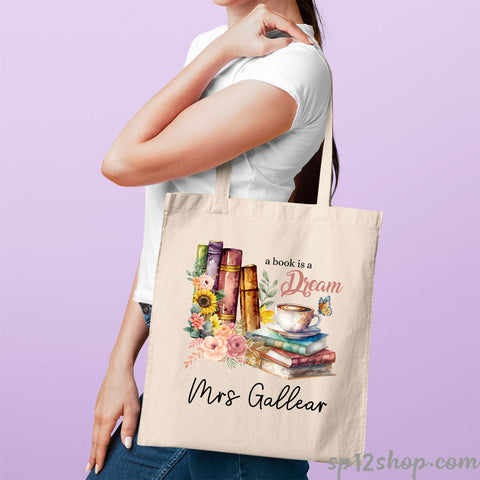 Teacher Appreciation  Librarian Custom Thank You Gift Shopping Tote Bag