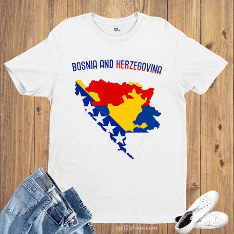Bosnia and Herzegovina Flag T Shirt Olympics FIFA World Cup Country Flag Tee Shirt