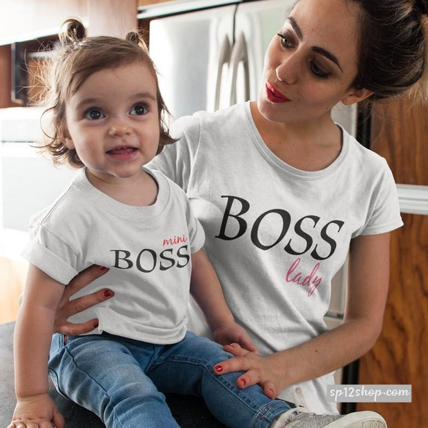 Boss Lady Mini Boss Mum Son Mother Daughter Family Matching T-shirts