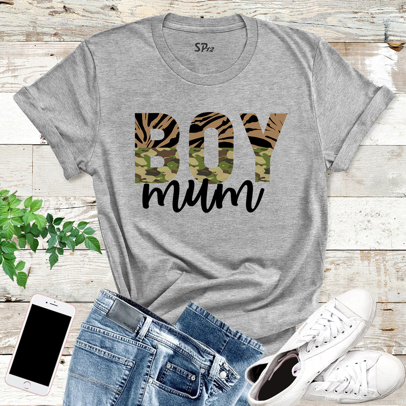 Boy Mum Leopard Print T Shirt