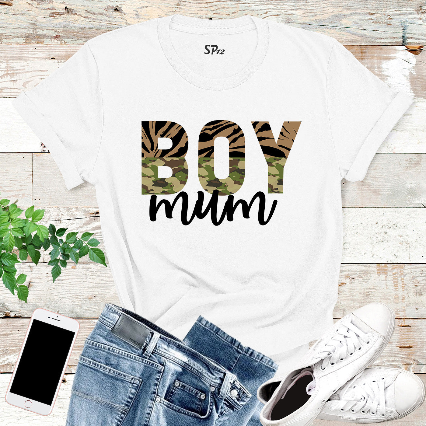 Boy Mum Leopard Print T Shirt