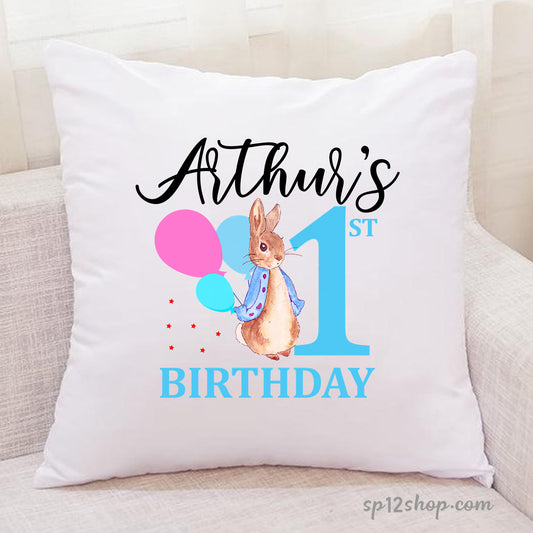 Boys Personalised 1st Birthday Cushion Cover
