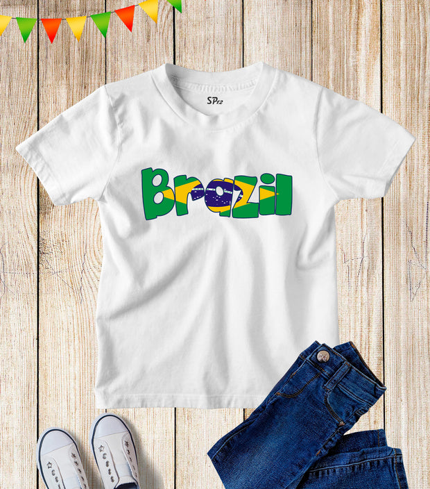 Kids Brazilian Brazil Flag Patriotic T Shirt