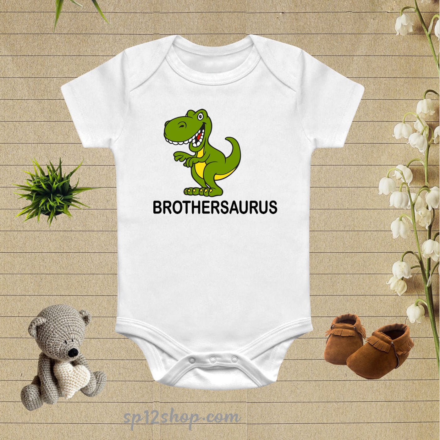 Brothersaurus Funny Baby Bodysuit Onesie