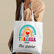 Teacher Appreciation Gifts Custom Rainbow Thank You Shopping Tote Bag