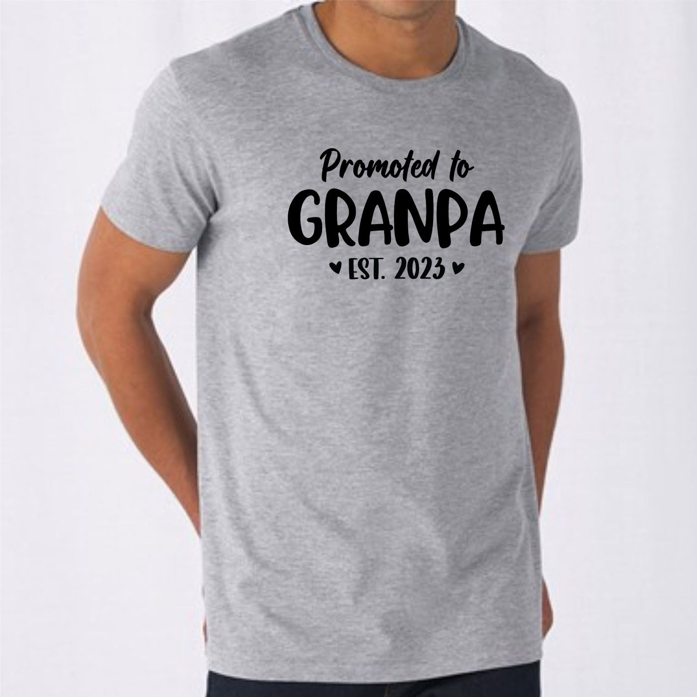 promoted-to-grandpa-est-2023-custom-short-sleeve-grandparent-t-shirts