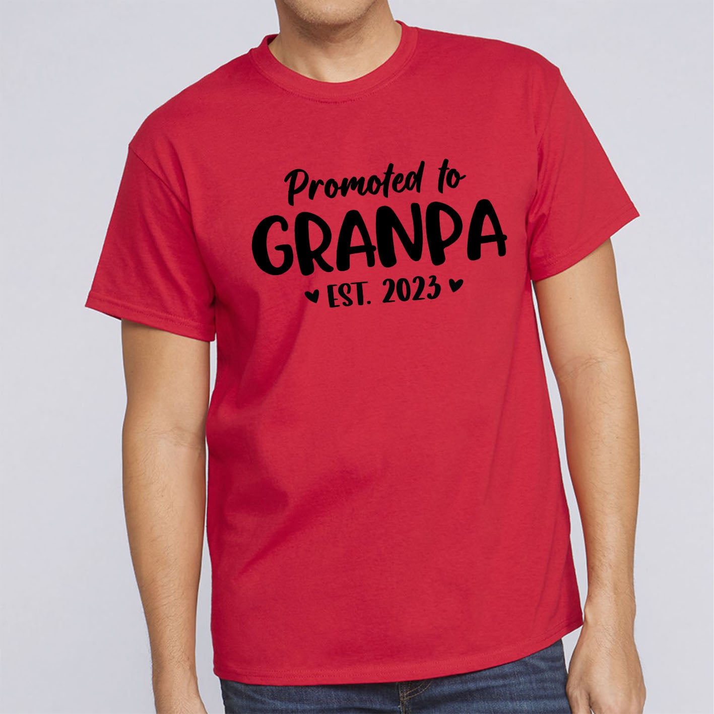 promoted-to-grandpa-est-2023-custom-short-sleeve-grandparent-t-shirts