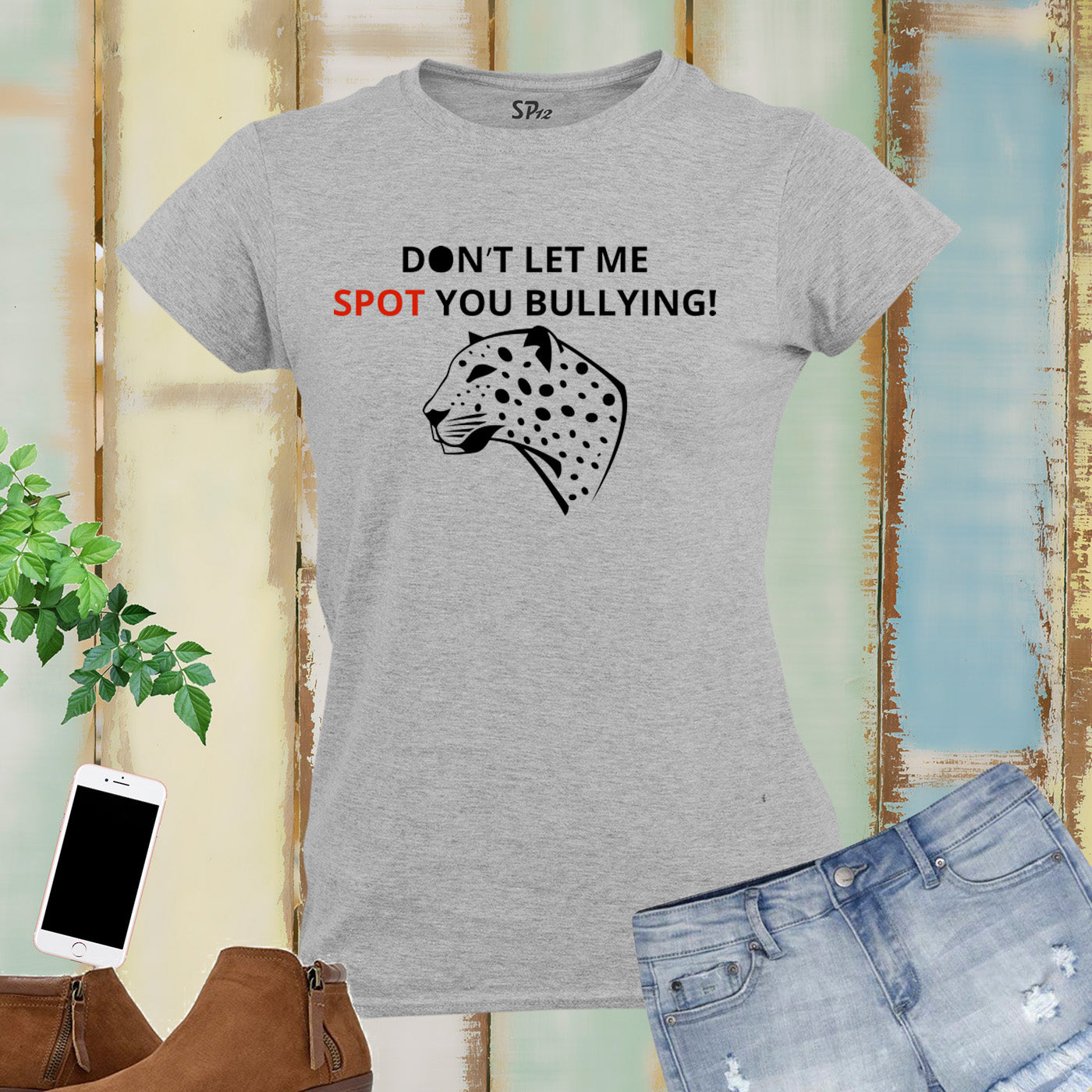Bullying Leopard Awareness Women T Shirt