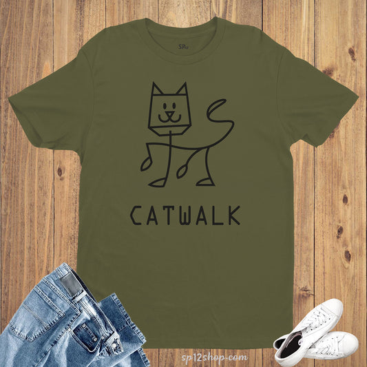 Cat Walk Graphic Animal T Shirt