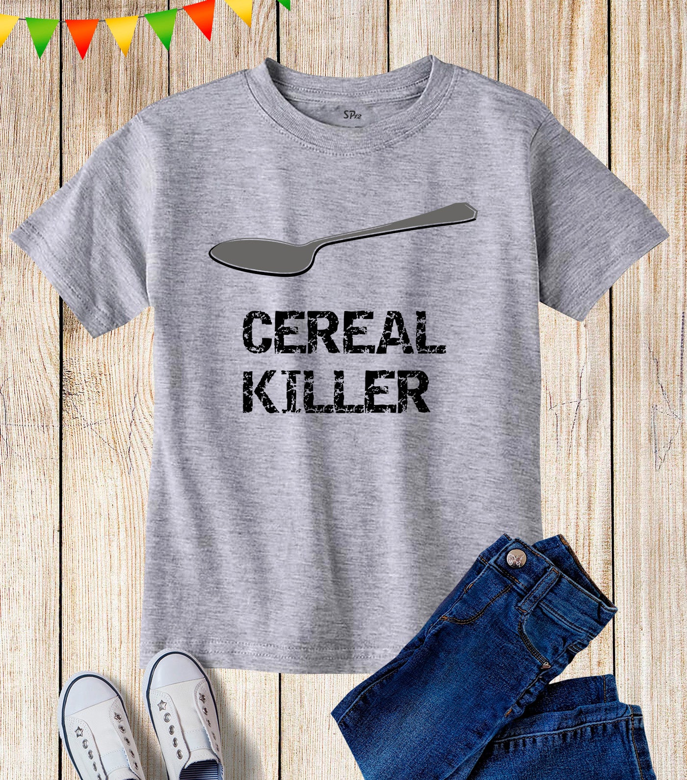 Kids Cereal Killer Vintage Breakfast Funny Slogan T Shirt